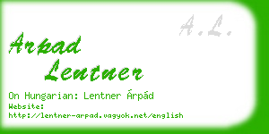 arpad lentner business card